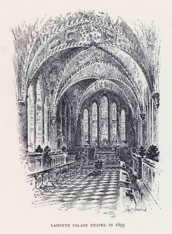 Lambeth Palacen kappeli vuonna 1895 (kaiverrus) tekijältä William Alexander Ansted