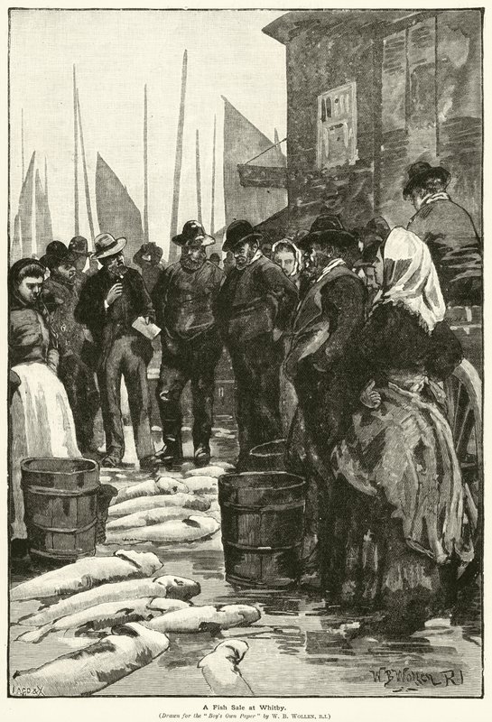 Kalamyynti Whitbyssä (kaiverrus) tekijältä William Barnes (after) Wollen