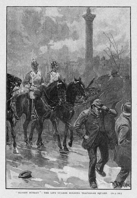 Verinen sunnuntai: Henkivartijat pitävät Trafalgar Squarea tekijältä William Barnes Wollen