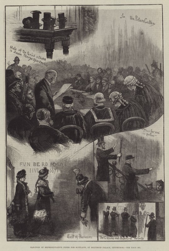 Skotlannin edustajien vaalit Holyrood Palacessa Edinburghissa tekijältä William Bazett Murray