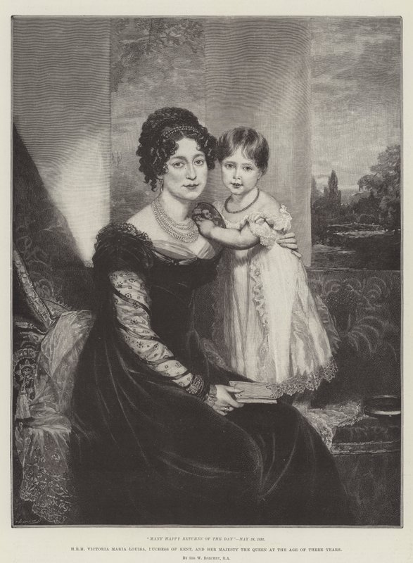Hänen korkeutensa Victoria Maria Louisa, Kentin herttuatar, ja hänen majesteettinsa kuningatar kolmen vuoden iässä tekijältä William Beechey
