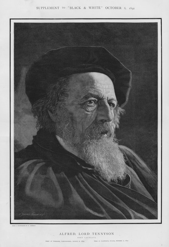 Alfred, Lord Tennyson, englantilaisen runoilijan palkittu (litho) tekijältä William Biscombe Gardner
