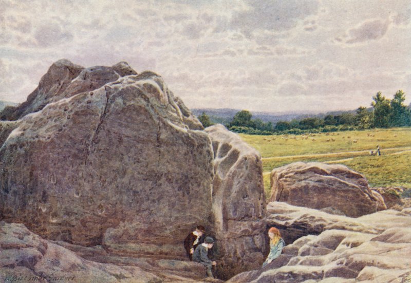 Katse kohti Happy Valleya Rocks on the Commonilta, Tunbridge Wells (värilitro). tekijältä William Biscombe Gardner