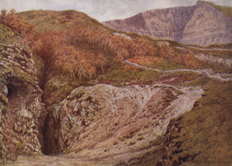 Odin Mine ja Mam Tor, lähellä Castletonia (väri litho) tekijältä William Biscombe Gardner