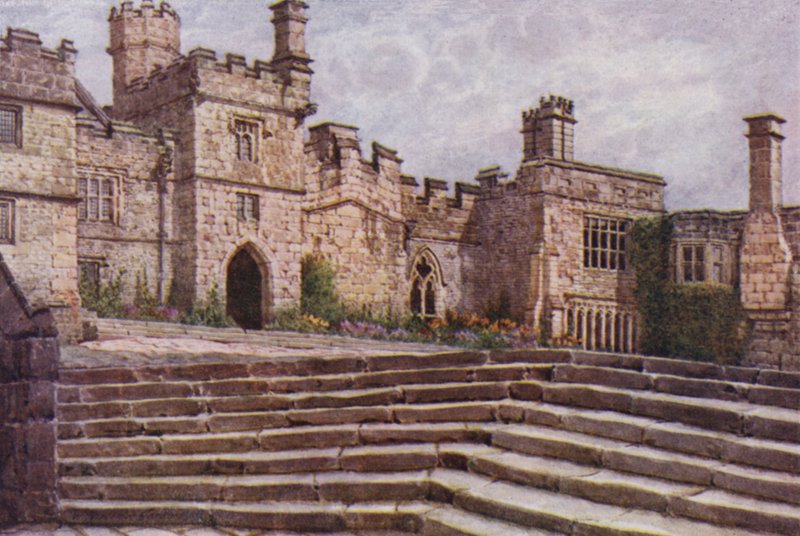 Alapiha, Haddon Hall (väri litho) tekijältä William Biscombe Gardner