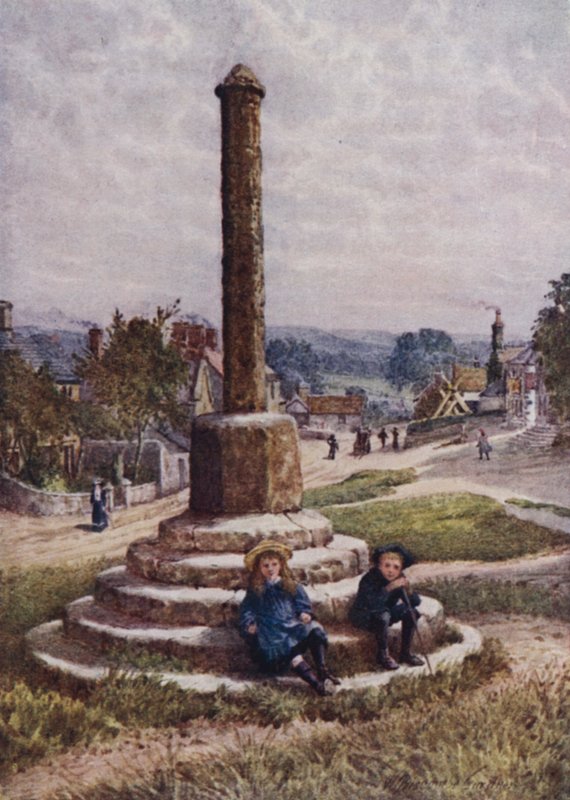 Vanha risti, suuri pitkäkivi (väri litho) tekijältä William Biscombe Gardner