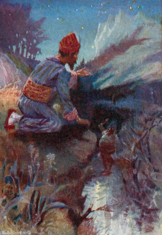 Kuvitus Vathek, Arabian Tale, William Beckford (väri litho) tekijältä William Bradshaw Handforth