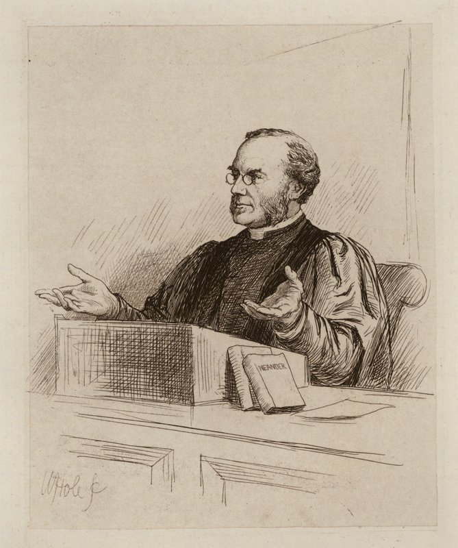 Malcolm Campbell Taylor, teologian ja kirkkohistorian professori (kaiverrus). tekijältä William Brassey (after) Hole
