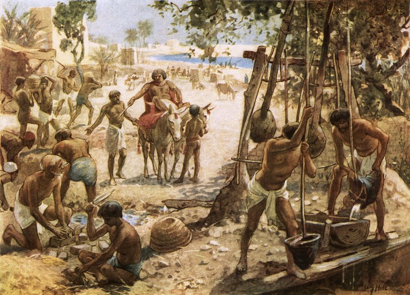 Israelilaiset tekevät tiiliä Egyptissä tekijältä William Brassey Hole