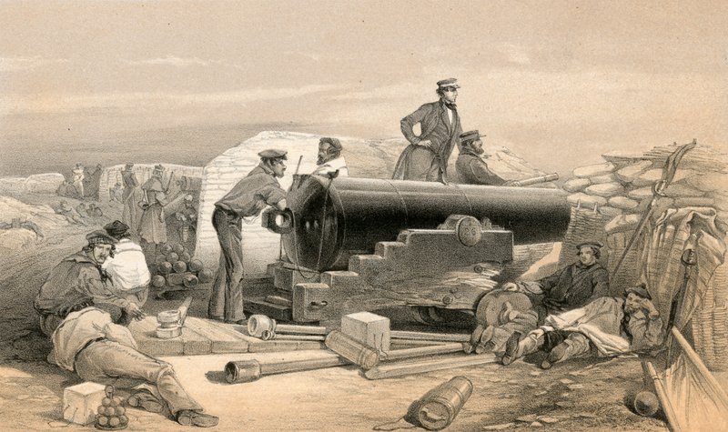 Hiljainen päivä Diamond Batteryssa, Lancaster 68 Pounderin muotokuva, 15. joulukuuta 1854 tekijältä William Crimea Simpson