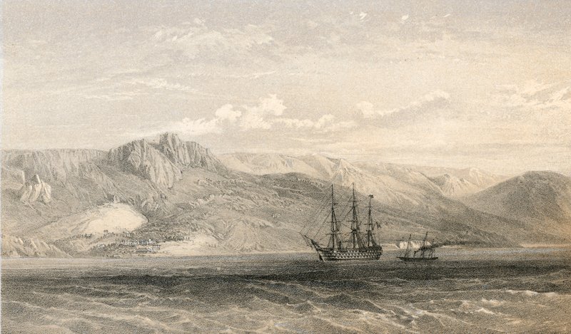 Ruhtinas Woronzoffin palatsi, lähellä Jaltan kaupunkia Krimin etelärannikolla. tekijältä William Crimea Simpson