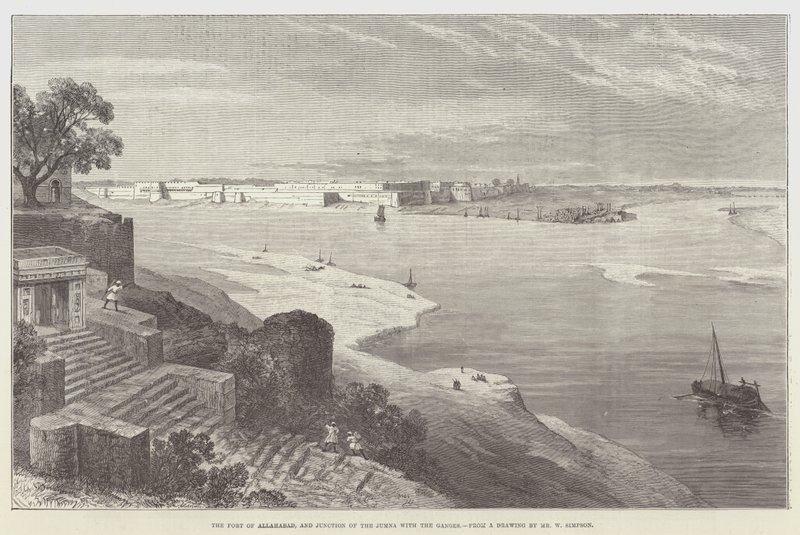 Allahabadin linnoitus ja Jumnan ja Gangesin risteys. tekijältä William Crimea Simpson