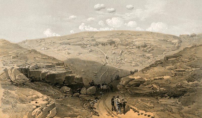 Kuoleman varjon laakso, luolat Woronzoff Roadilla 21 Gun Batteryn takana tekijältä William Crimea Simpson