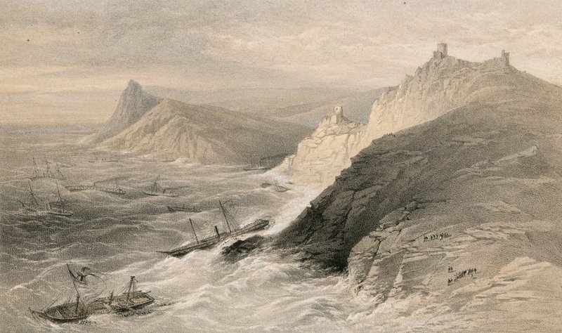 Myrsky Balaklavan sataman edustalla 14. marraskuuta 1854 tekijältä William Crimea Simpson