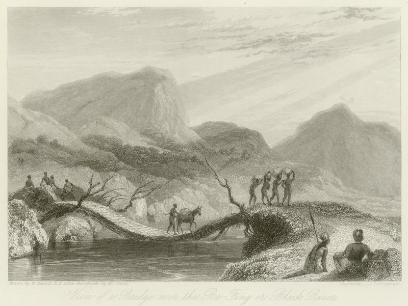 Näkymä sillalta Ba-Fingin yli tekijältä William Daniell