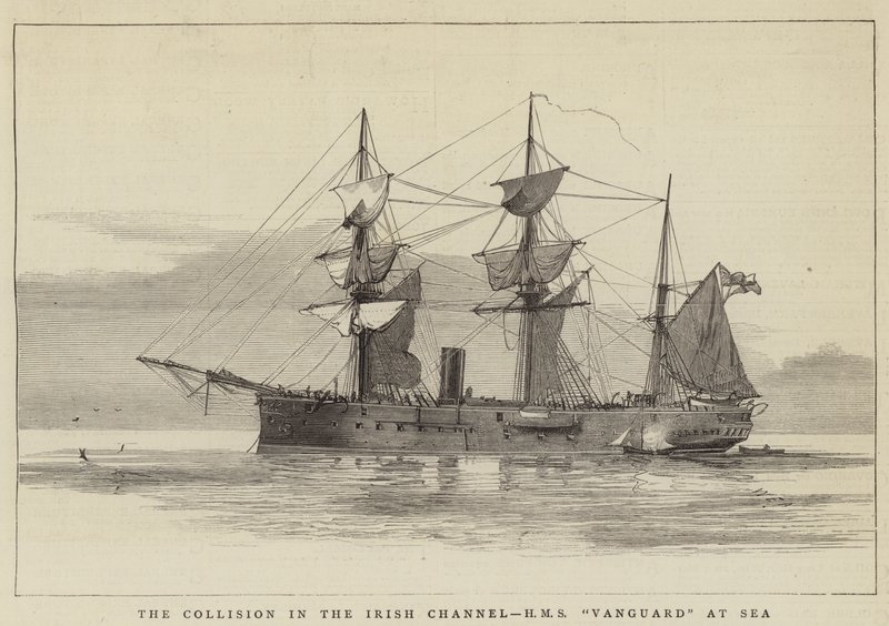 Törmäys Irlannin kanaalilla, HMS Vanguard merellä tekijältä William Edward Atkins