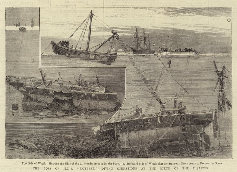 HMS Doterelin menetys, sukellusoperaatiot katastrofipaikalla tekijältä William Edward Atkins