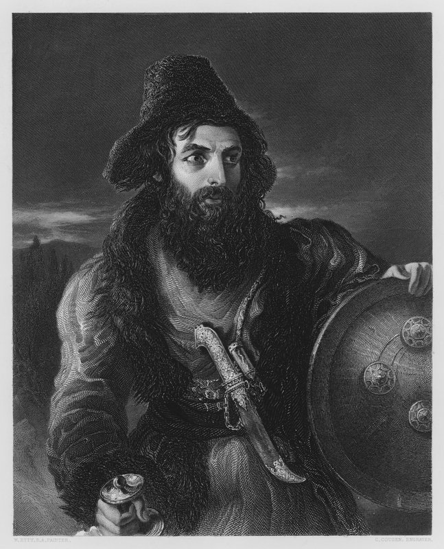 Persialainen soturi, kuvasta Vernonin galleriassa (kaiverrus) tekijältä William Etty