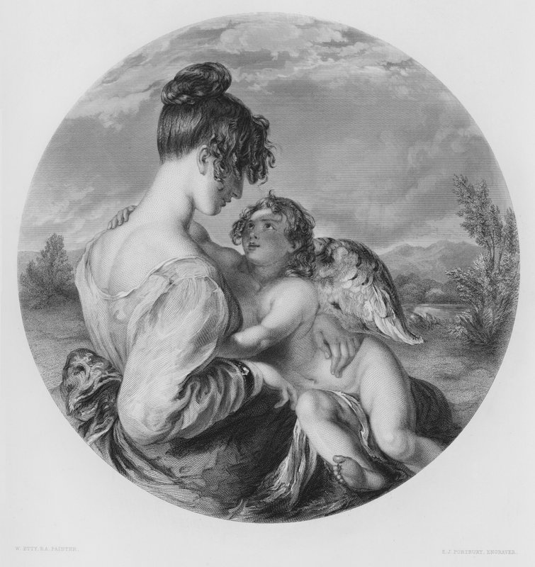 Vaarallinen leikkikaveri, kuvasta Vernonin galleriassa (kaiverrus) tekijältä William Etty