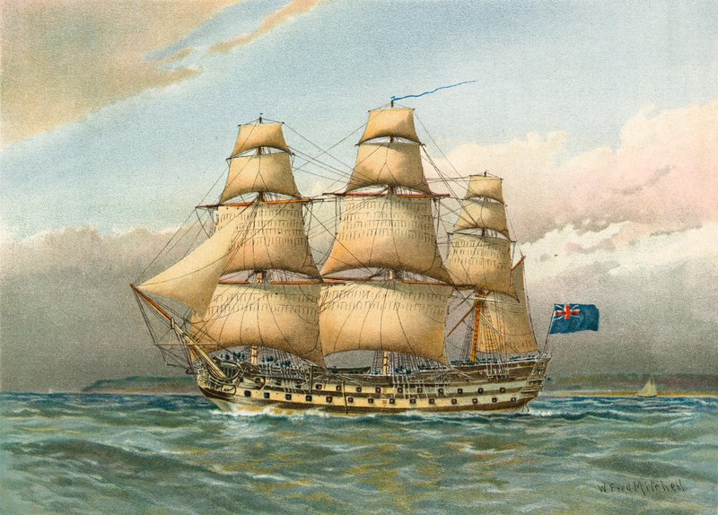 Taistelulaiva noin 1760 tekijältä William Frederick Mitchell