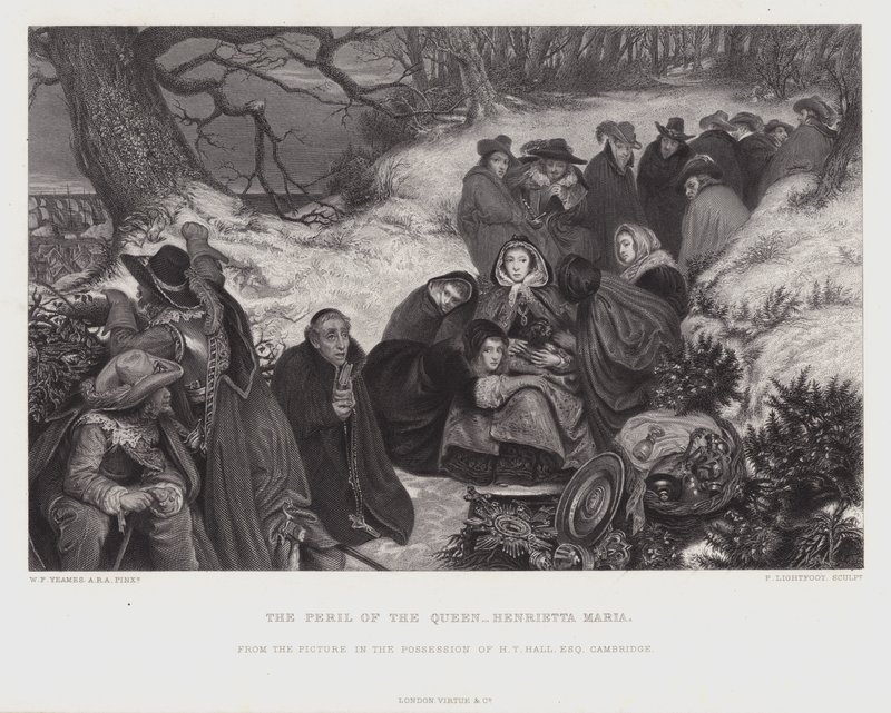 Kuningatar Henrietta Marian vaara (kaiverrus) tekijältä William Frederick Yeames