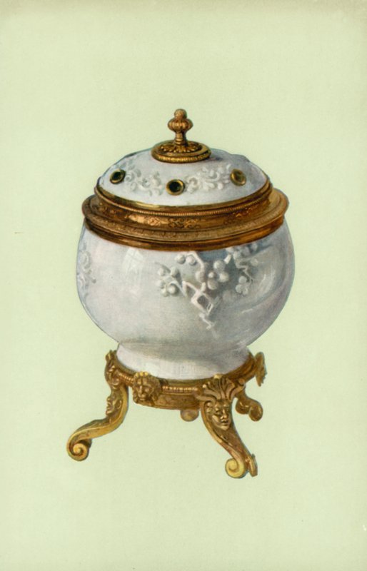 Maljakko, Fuchien-posliini, Louis XIV, hopeakullattu Mount (väri litho) tekijältä William Gibb