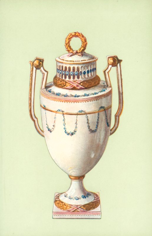 Maljakko, Meissen, Marcolini-kausi (väri litho) tekijältä William Gibb