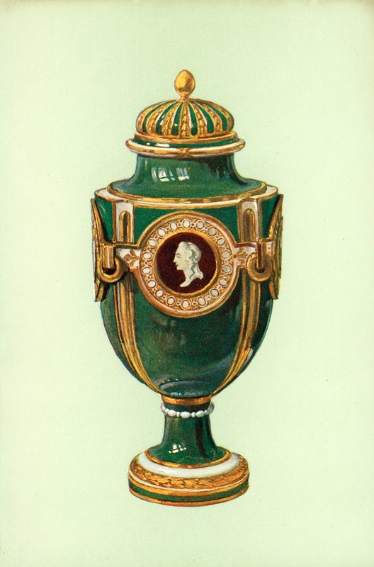 Maljakko, Sevres, vihreä maa (väri litho) tekijältä William Gibb