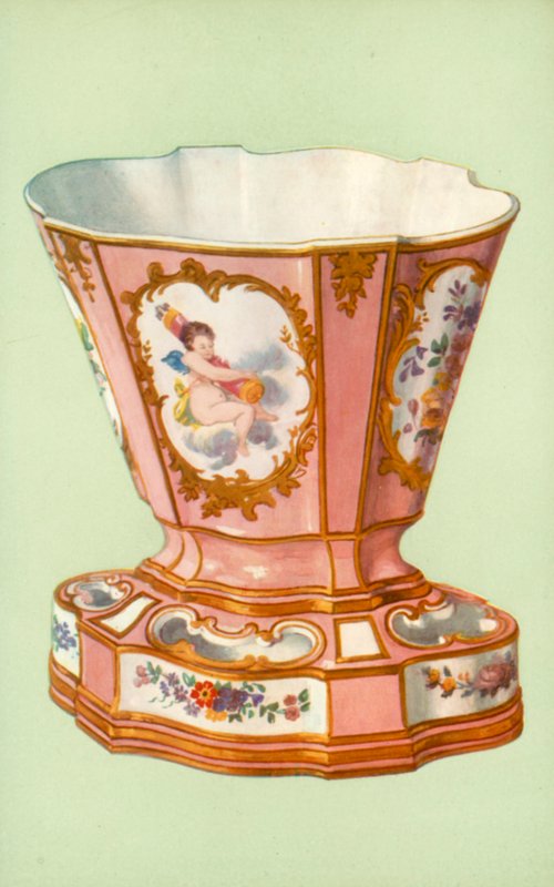 Maljakko, Sevres, ruusu Pompadour (väri litho) tekijältä William Gibb