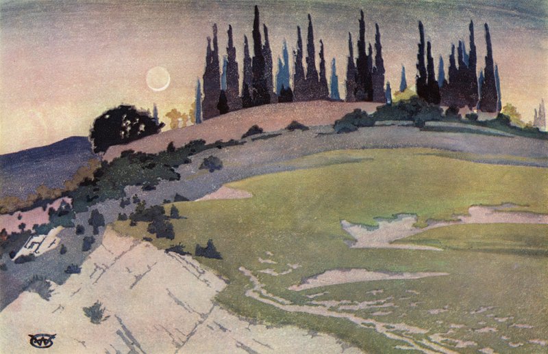 The Passing of the Crescent, Umbria (väri litho) tekijältä William Giles