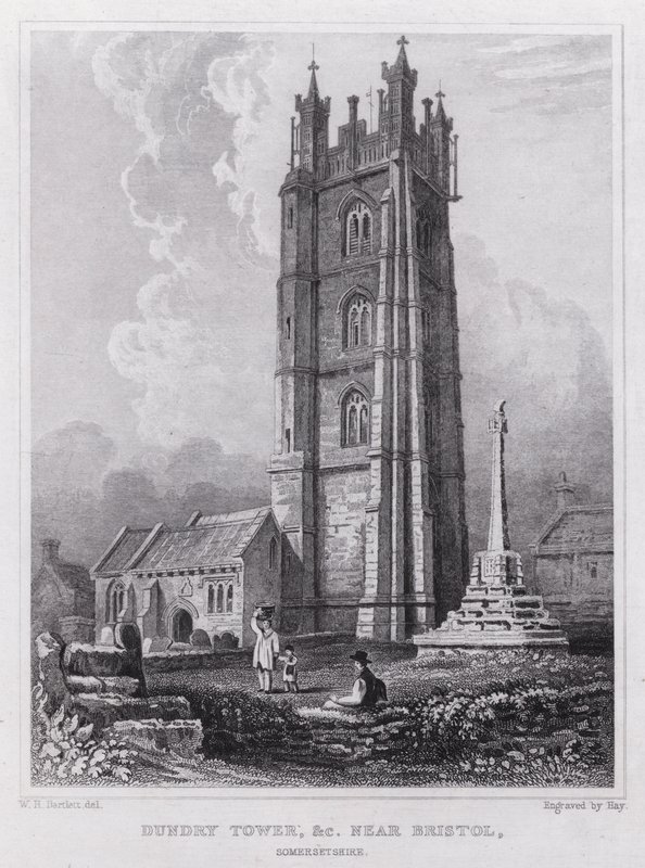 Dundry Tower jne lähellä Bristolia, Somersetshire (kaiverrus) tekijältä William H. Bartlett