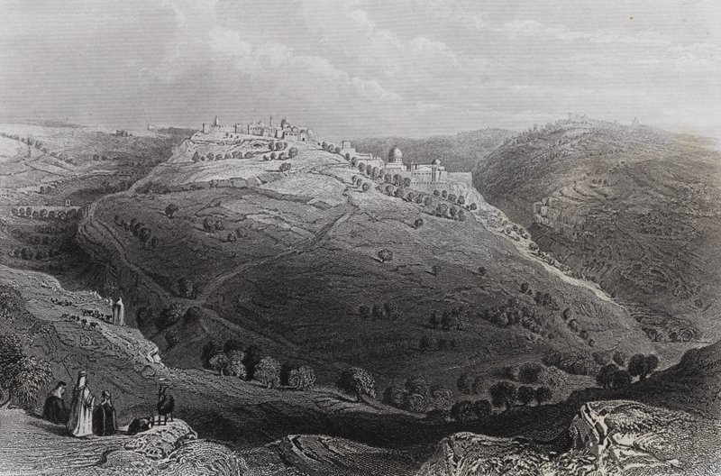 Leijonavuori Jerusalemista Pahan neuvon kukkulalta tekijältä William H. Bartlett