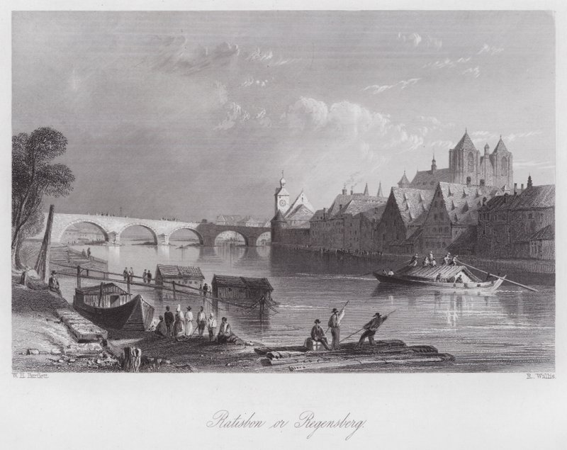 Ratisbon tai Regensberg (kaiverrus) tekijältä William H. Bartlett