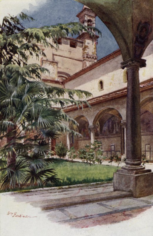 Chiostro Di S Marco, Firenze (väri litho) tekijältä William H. Parkinson