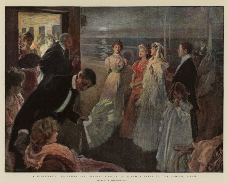Juhannusjuhannusaatto laulaen lauluja laivalla Intian valtamerellä tekijältä William Hatherell