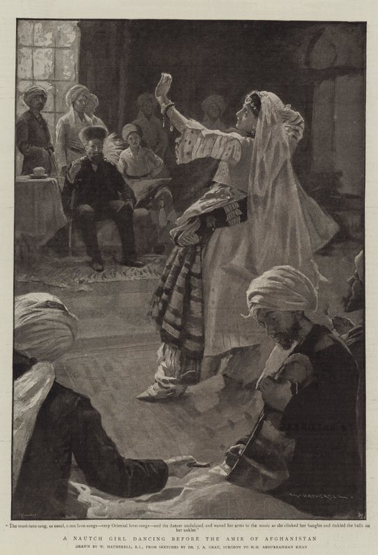 Nautch-tyttö tanssii Afganistanin amirin edessä tekijältä William Hatherell