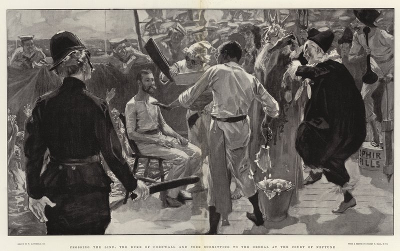 Crossing the Line, Cornwallin ja Yorkin herttua alistumassa koettelemukseen Neptunuksen tuomioistuimessa tekijältä William Hatherell