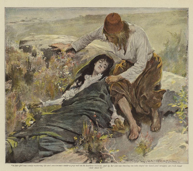 E Lester Arnoldin The Vengeance of Dungarvan -teoksen kuvitus (kromoliittinen kuvitus). tekijältä William Hatherell