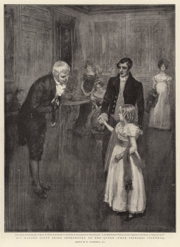 Sir Walter Scott esiteltiin kuningattarelle, sitten prinsessa Victorialle tekijältä William Hatherell