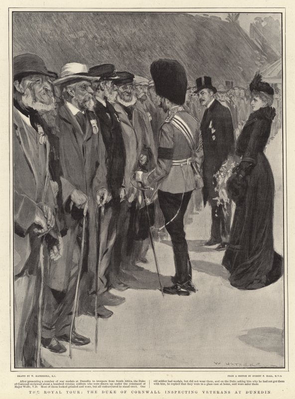 Royal Tour, Cornwallin herttua tarkastamassa veteraaneja Dunedinissa tekijältä William Hatherell