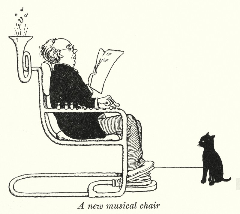 Uusi musiikkituoli (litho) tekijältä William Heath Robinson