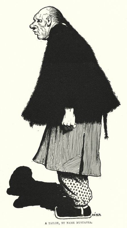 Räätäli, nimeltä Mustapha (kaiverrus) tekijältä William Heath Robinson