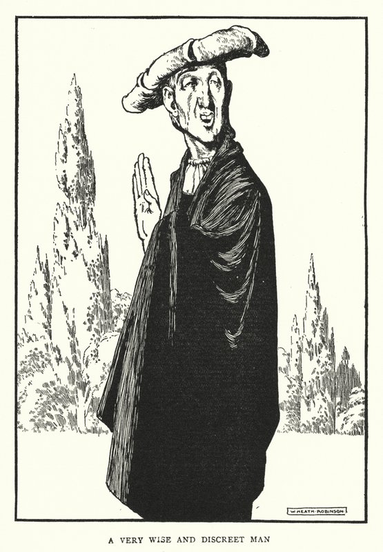 Erittäin viisas ja huomaamaton mies (litho) tekijältä William Heath Robinson