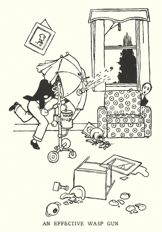 Tehokas ampiaisase (litho) tekijältä William Heath Robinson