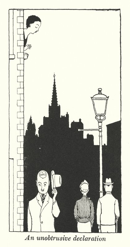 Huomaamaton julistus (litho) tekijältä William Heath Robinson