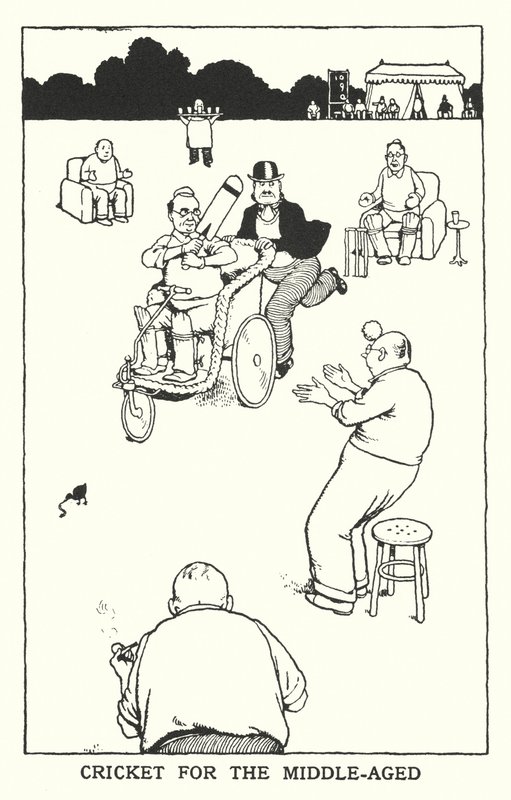 Kriketti keski-ikäisille (litho) tekijältä William Heath Robinson