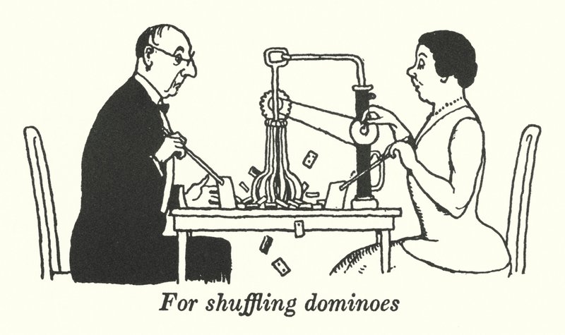 Dominon sekoittamiseen (litho) tekijältä William Heath Robinson