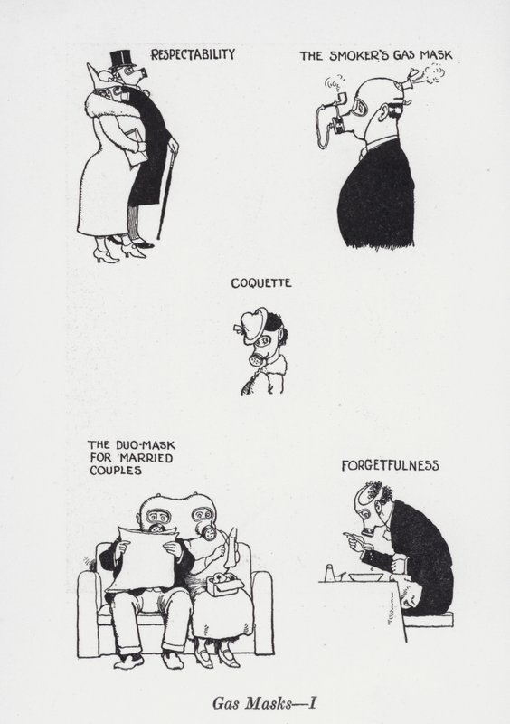 Kaasunaamarit - I (litho) tekijältä William Heath Robinson