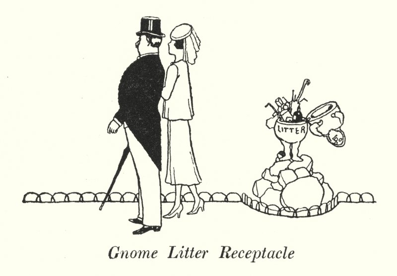 Gnome-hiekkaastia (litho) tekijältä William Heath Robinson
