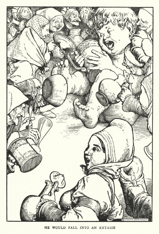 Hän lankesi ekstaasiaan (litho) tekijältä William Heath Robinson
